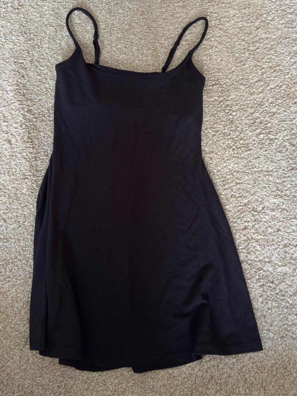 Skims Smooth Lounge Skimpy Strap Mini Dress in Black